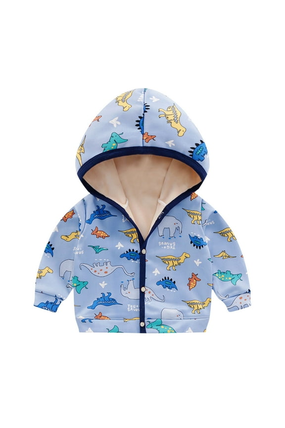 Toddler Zip Up Hoodie Sweatshirt Baby Boys Girls Hooded Coat Lightweight Fall Winter Jacket Thick Warm Outerwear Blue 6-9 Months