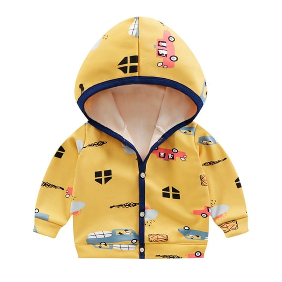 Dezsed Toddler Zip Up Hoodie Sweatshirt Baby Boys Girls Hooded Coat Lightweight Fall Winter Jacket Thick Warm Outerwear Yellow 9-12 Months