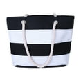 thumbnail image 1 of Dezsed Tote Bag Tropical Summer Striped Beach Bag for Women Tote Bags Reusable Grocery Shoulder Bag with Zipper Pocket Black, 1 of 8