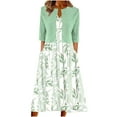 thumbnail image 1 of Dezsed Two Pieces Dress Sets Women's Summer Printed V-Neck Elegant A Line Tank Dress and Half Sleeve Cardigan Tops Set Suit Mint Green S, 1 of 9