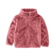 thumbnail image 1 of Dezsed Unisex Boys Girls Fleece Full Zip Jackets Winter Warm Sherpa Outerwear Long Sleeve Solid Lightweight Jackets 1-2 Years Red, 1 of 4