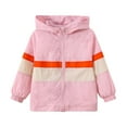 thumbnail image 1 of Dezsed Unisex Boys Girls Full Zip Rain Coats Long Sleeve Breathable Waterproof Hooded Lightweight Color Block Rain Jackets 2-3 Years Pink, 1 of 9