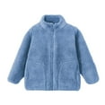 thumbnail image 1 of Dezsed Unisex Boys Girls Sherpa Full Zip Outerwear Fleece Jackets Long Sleeve Solid Winter Warm Lightweight Jackets 7-8 Years Blue, 1 of 4