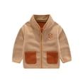thumbnail image 1 of Dezsed Unisex Boys Girls Sherpa Full Zip Outerwear Jackets Long Sleeve Color Block Lightweight Jackets Spring Clothes 6-7 Years Khaki, 1 of 5