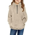 thumbnail image 1 of Dezsed Unisex-kids Fuzzy Fleece Pullover Hoodies Sweatshirt Toddlers Girls Boys Fleece Hoody Jackets Kids Zip Up Outerwear Coat Kids Sweatshirt for 2-3 Years Khaki, 1 of 6