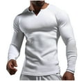 thumbnail image 1 of Brglopf Waffle Knit T-Shirts for Men Color Block Trendy Notch V-Neck Raglan Long Sleeve Shirts Breathable Athletic Muscle Tops, 1 of 5