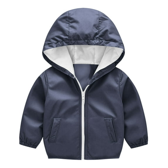 Dezsed Waterproof Hooded Jacket for Boys Girls,Kids Raincoats Outdoor Windbreaker Full Zip Lightweight Rain Jacket 8-9 Years Navy