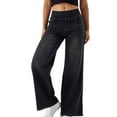 thumbnail image 1 of Dezsed Wide Leg Jeans for Women Stretch High Wasited Elastic Waist Straight Leg Jeans Loose Trendy Denim Pants with Pocket Dark Gray L, 1 of 6