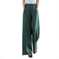 thumbnail image 1 of Dezsed Wide Leg Pants for Women Casual Loose Solid Color High Waist Flowy Dressy Trousers with Pockets Green L, 1 of 5