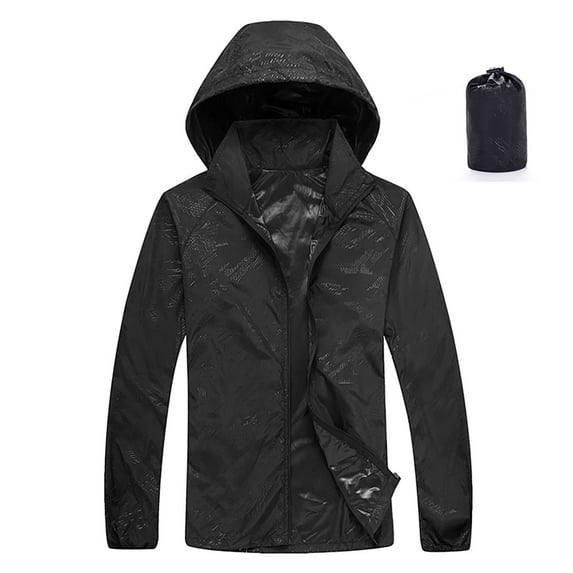 Dezsed Windbreaker Jacket Women Rain Jacket Womens with Hood Windbreaker Jackets Sun Hoodie Light Raincoats with Storage Bag Black XXXL