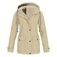 thumbnail image 1 of Dezsed Windbreaker Jacket Women Women Casaul Solid Jackets Outdoor Plus Size Drawstring Zipper Hooded Raincoat Windproof Coat Khaki XXXXL, 1 of 5