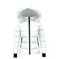 thumbnail image 1 of Dezsed Winter Coats for Women Clearance Women's Winter Tops Jacket with Hood Waist and To Overcome Outer Long Sleeve Coats White XL, 1 of 7