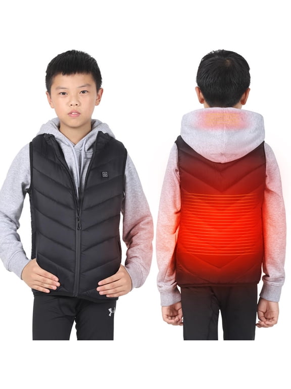 Dezsed Winter Kids Warm Vest For Boys Girls Usb Electric Heated Lightweight Rechargeable Heating Waistcoat Down Jacket Coat 4-15Y Children Outerwear With Zipper
