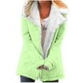 thumbnail image 1 of Dezsed Winter Long Coats for Women Plus Size Winter Warm Composite Plush Button Lapels Jacket Outwear Coat Gifts Green S on Clearance, 1 of 6