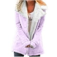 thumbnail image 1 of Dezsed Winter Long Coats for Women Plus Size Winter Warm Composite Plush Button Lapels Jacket Outwear Coat Gifts Purple S on Clearance, 1 of 6