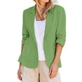 thumbnail image 1 of Dezsed Women 3/4 Sleeve Blazer Open Front Cardigan Jacket Lightweight Work Office Blazer Jackets Fall Outwear Green XXL, 1 of 6