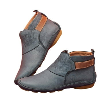 Dezsed Women Ankle Boots Clearance Women's Roman Pointed Casual Booties Spring Fall Women Boots Ladies Western Stretch Botas Leather Casual Shoes Blue 38