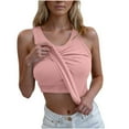 thumbnail image 1 of Dezsed Women Built-in Bra Tank Tops Crew Neck Sleeveless Casual Shirts Racerback Ribbed Fitted Tank Tops Pink M, 1 of 8