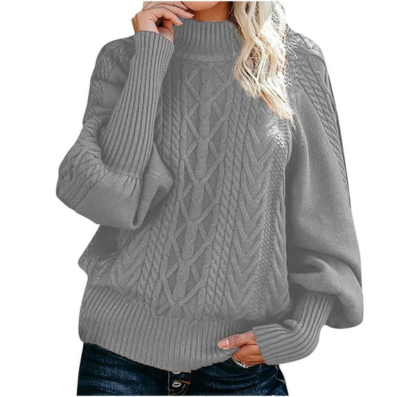 Dezsed Women Casual Solid Long Sleeve Thick Knit Pullover Crewneck Sweater Coat