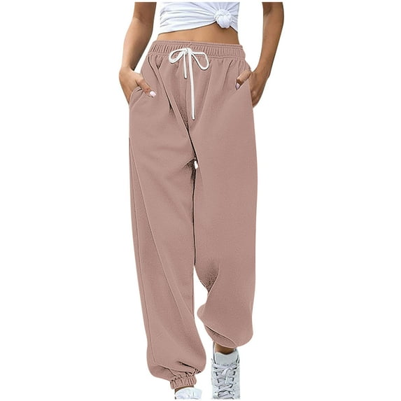 Dezsed Women Gym Sport Jogger Pants Hip-hop Sweatpants Loose Pants Baggy Trousers Casual Elastic Loose Athletic Pants Khaki B S