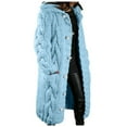 thumbnail image 1 of Dezsed Women Hooded Long Cardigan Coat Womens Long Sleeve Cable Knit Long Cardigan Open Front Button Sweater Outerwear Sky Blue S, 1 of 6
