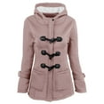 thumbnail image 1 of Dezsed Women Horn Buttons Cardigan Padded Hooded Coat Jacket Women Sherpa Lined Cardigan Padded Hooded Coat Jacket Overcoat PinkA XXL, 1 of 4