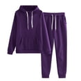 thumbnail image 1 of Dezsed Women Jogger Outfit Matching Sweat Suits Long Sleeve Hoodies Sweatshirt and Sweatpants 2 Piece Lounge Sets Tracksuit Purple XL, 1 of 3