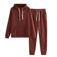 thumbnail image 1 of Dezsed Women Jogger Outfit Matching Sweat Suits Long Sleeve Hoodies Sweatshirt and Sweatpants 2 Piece Lounge Sets Tracksuit Wine S, 1 of 3