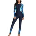 thumbnail image 1 of Dezsed Women Long Sleeve One Piece Swimsuit Zipper Printed Surfing Bathing Suit UPF 50+ Sporty Swimwear Jumpsuit Navy XL, 1 of 8