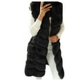 thumbnail image 1 of Dezsed Women Luxury Winter Warm Fuzzy Long Coat Jacket Womens Faux Gilet Sleeveless Waistcoat Solid Body Warmer Jacket Coat Outwear Tops Black XXXXL, 1 of 7