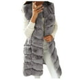 thumbnail image 1 of Dezsed Women Luxury Winter Warm Fuzzy Long Coat Jacket Womens Faux Gilet Sleeveless Waistcoat Solid Body Warmer Jacket Coat Outwear Tops Gray XL, 1 of 6