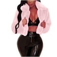 thumbnail image 1 of Dezsed Women Luxury Winter Warm Fuzzy Short Coat Jacket Women Coat Fluffys Fleece Turn-down Collar Faux Furs Top Short Loose Coat Pink M, 1 of 8