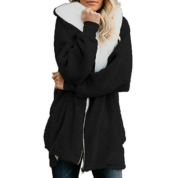 Dezsed Women Oversized Sherpa Jackets Fuzzy Fleece Zip Up Outerwear Coat Women Fashion Summer Sexy Fold Printed Regular Women Short Sleeves V Neck Button Top Black S