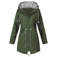 thumbnail image 1 of Dezsed Women Raincoat Waterproof Trench Coat Women Solid Rain Jacket Outdoor Hooded Raincoat Windproof Top ArmyGreen S, 1 of 4