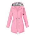 thumbnail image 1 of Dezsed Women Raincoat Waterproof Trench Coat Women Solid Rain Jacket Outdoor Hooded Raincoat Windproof Top Pink XXL, 1 of 4