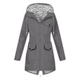 thumbnail image 1 of Dezsed Women Solid Color Rain Jacket Outdoor Hooded Windproof Loose With Pocket Coat Dark Gray XXXL, 1 of 9