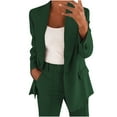 thumbnail image 1 of Dezsed Women's 2 Piece Outfit Casual Solid Open Front Blazer Jackets and Dressy Dress Pant Elegant Business Office Suits Set Fall Outfit Green XL, 1 of 4