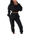 thumbnail image 1 of Dezsed Women's 2 Piece Tracksuit Set Long Sleeve Hooded Crop Sweatshirts & Pants Jogger Sets Sweatsuits Black M, 1 of 6