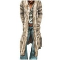 thumbnail image 1 of Dezsed Women's 2025 Fashion Winter Trench Coats Women's Casual Long Sleeve Pullover Hoodie Sweatshirt Tops Drawstring Lightweight Hooded Loose Pullover Tops Khaki L, 1 of 4