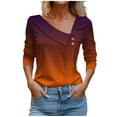 thumbnail image 1 of Dezsed Women's 3/4 Sleeve Buttons Blouse Floral Tunic Tops V Neck Dressy Casual Summer Tops Loose Shirts Basic Tee Orange XL, 1 of 4