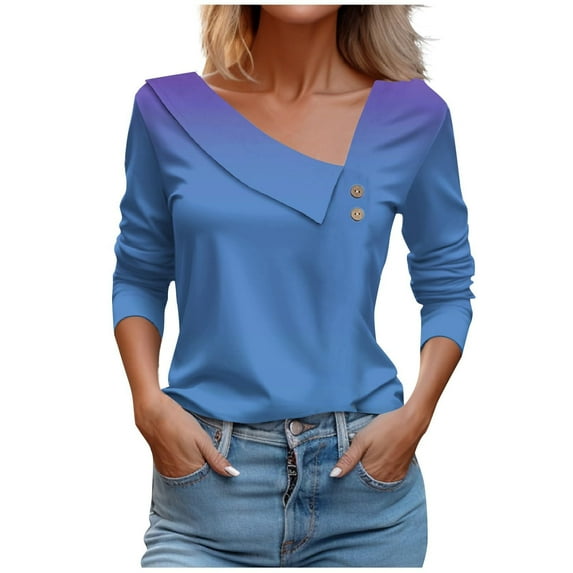 Dezsed Women's 3/4 Sleeve Buttons Blouse Floral Tunic Tops V Neck Dressy Casual Summer Tops Loose Shirts Basic Tee Purple XXXXXL