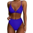 thumbnail image 1 of Dezsed Women's Bikini Sets Two Piece Swimsuit High Waisted Bathing Suit Print V Neck Adjustable Spaghetti Straps Swimwear Blue M, 1 of 7