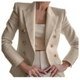 thumbnail image 1 of Dezsed Women's Blazer Business Jacket Elegant Business Office Work Women Lady Solid Button Suit Jacket Coat Outwear Khaki L, 1 of 5