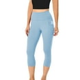 thumbnail image 1 of Dezsed Women's Capris Leggings with Pockets Soft High Waisted Yoga Pants Athletic Tummy Control Capri Pants for Running Workout Light Blue XL, 1 of 6