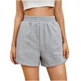 thumbnail image 1 of Dezsed Women's Casual Drawstring Waist Sweat Shorts Running Track Shorts Summer Sports Loose Solid Short Pants Gray S, 1 of 9