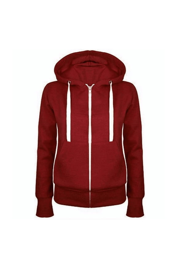 Women's Casual Heart Print Long Sleeve Pullover Hoodie Fashion Women Casual Hooded Slim-fit Printing Sweater Coat Red
