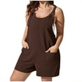 thumbnail image 1 of Dezsed Women's Casual Sleeveless Plus Size Rompers Summer Loose Spaghetti Strap Shorts Jumpsuit with Pockets Coffee XXXL on Clearance, 1 of 7