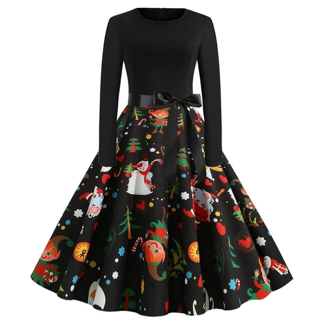 Dezsed Women's Christmas Dress Clearance Fashion Womens Bowknot A Line