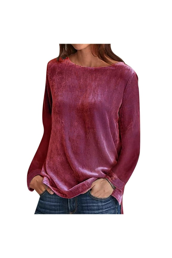 Women's Cold Shoulder Tops Fashion Women Pullove Solid Long Sleeve Casual Round Neck Shirt Blouse Tops Red XL