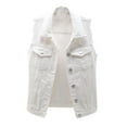 thumbnail image 1 of Dezsed Women's Denim Jean Vest Jacket Clearance Women Spring Candy Color Slim Fit Sleeveless Distressed Denim Jacket Outerwear White XXXL, 1 of 5